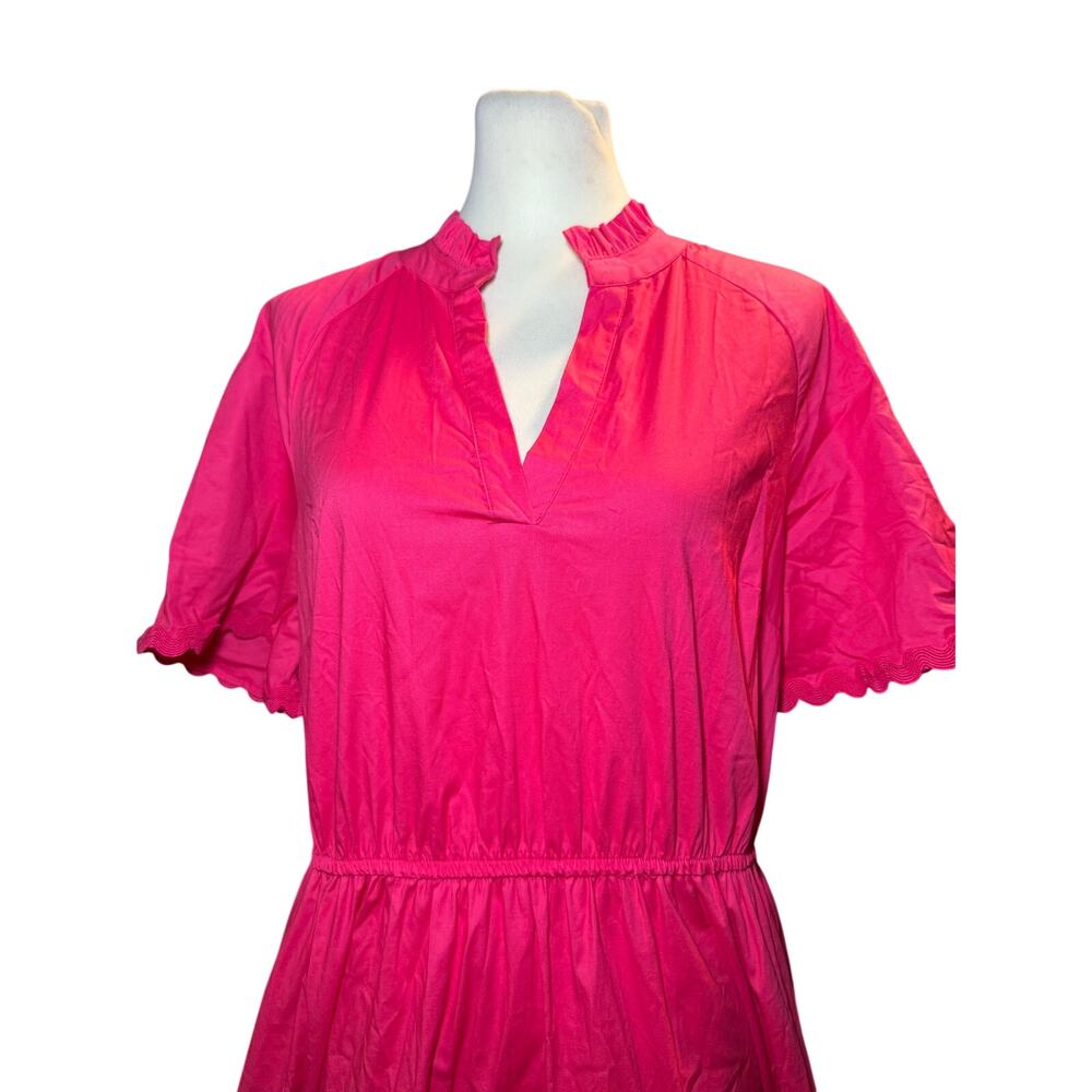 Crown & Ivy Pink Ric Rac Tiered Cotton Midi Dress, Coastal Summer, Size Medium - Picture 3 of 11